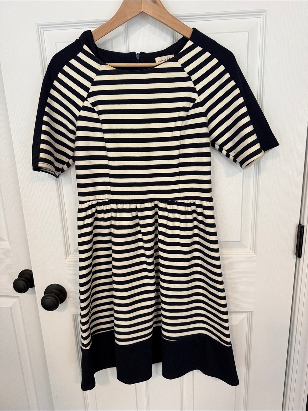 Maison Jules Navy and Cream Striped Dress